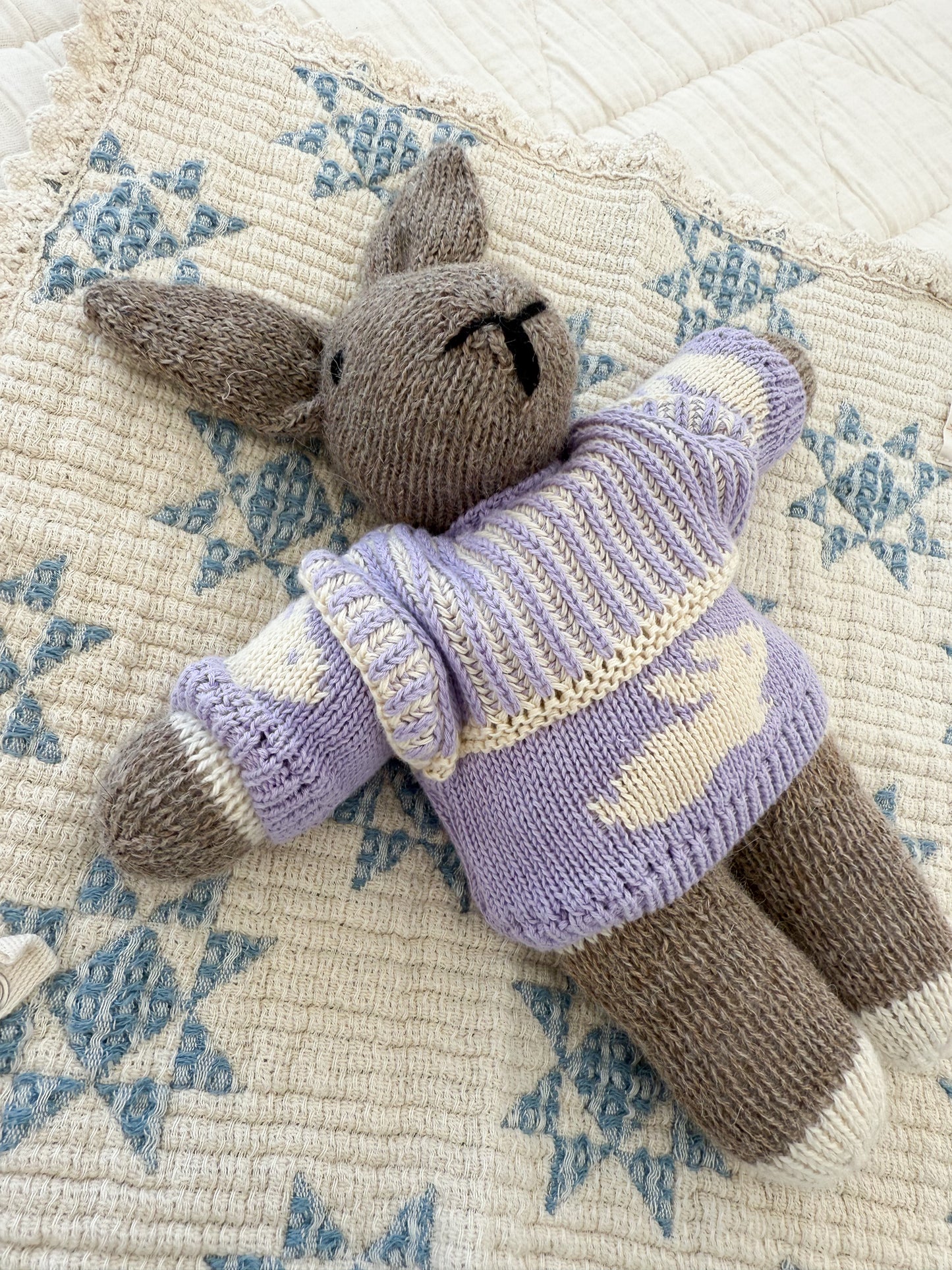 doll knit sweater | lavender bunny