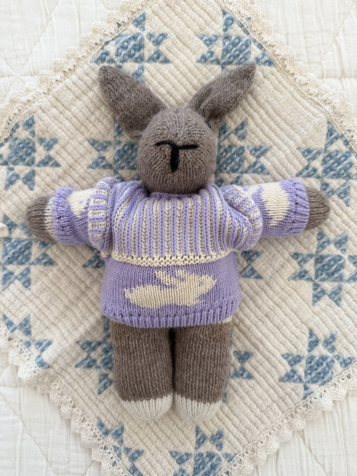 doll knit sweater | lavender bunny