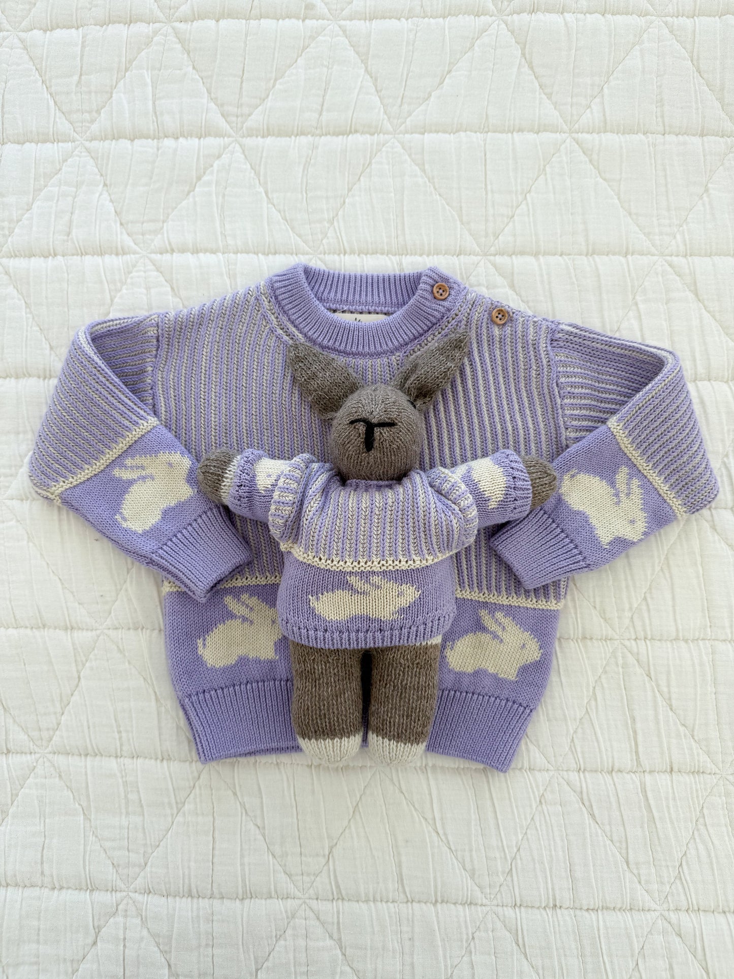 doll knit sweater | lavender bunny