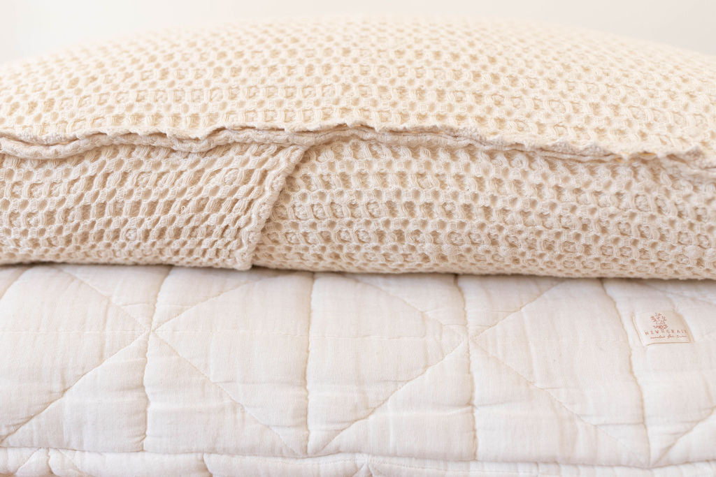 cozy waffle pillowcase - milk