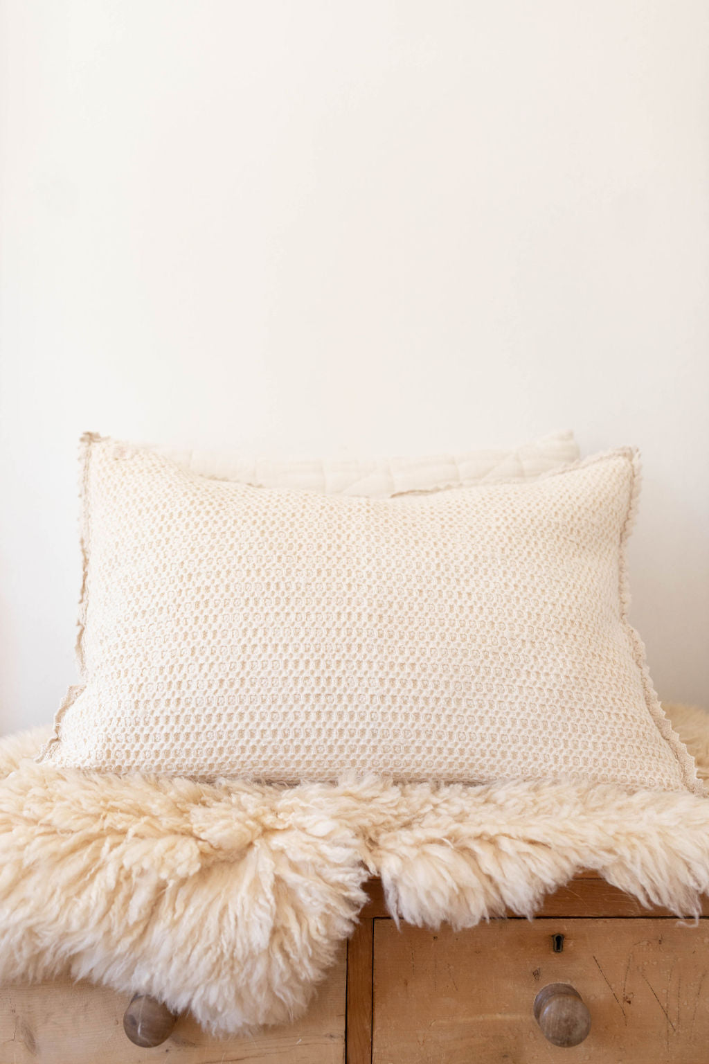 cozy waffle pillowcase - milk