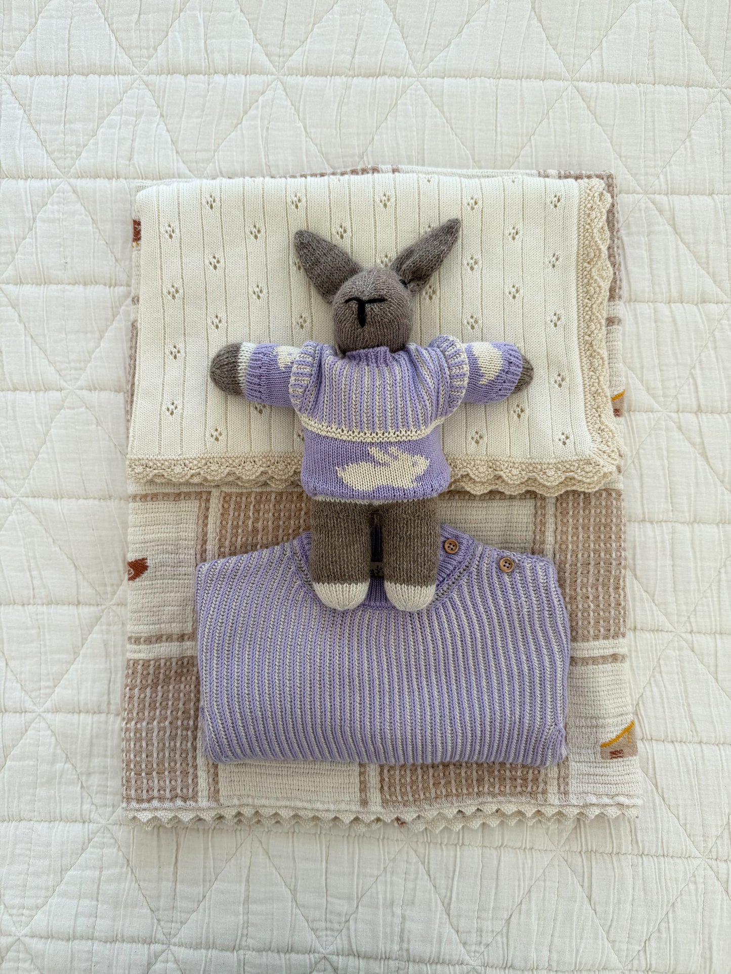 doll knit sweater | lavender bunny