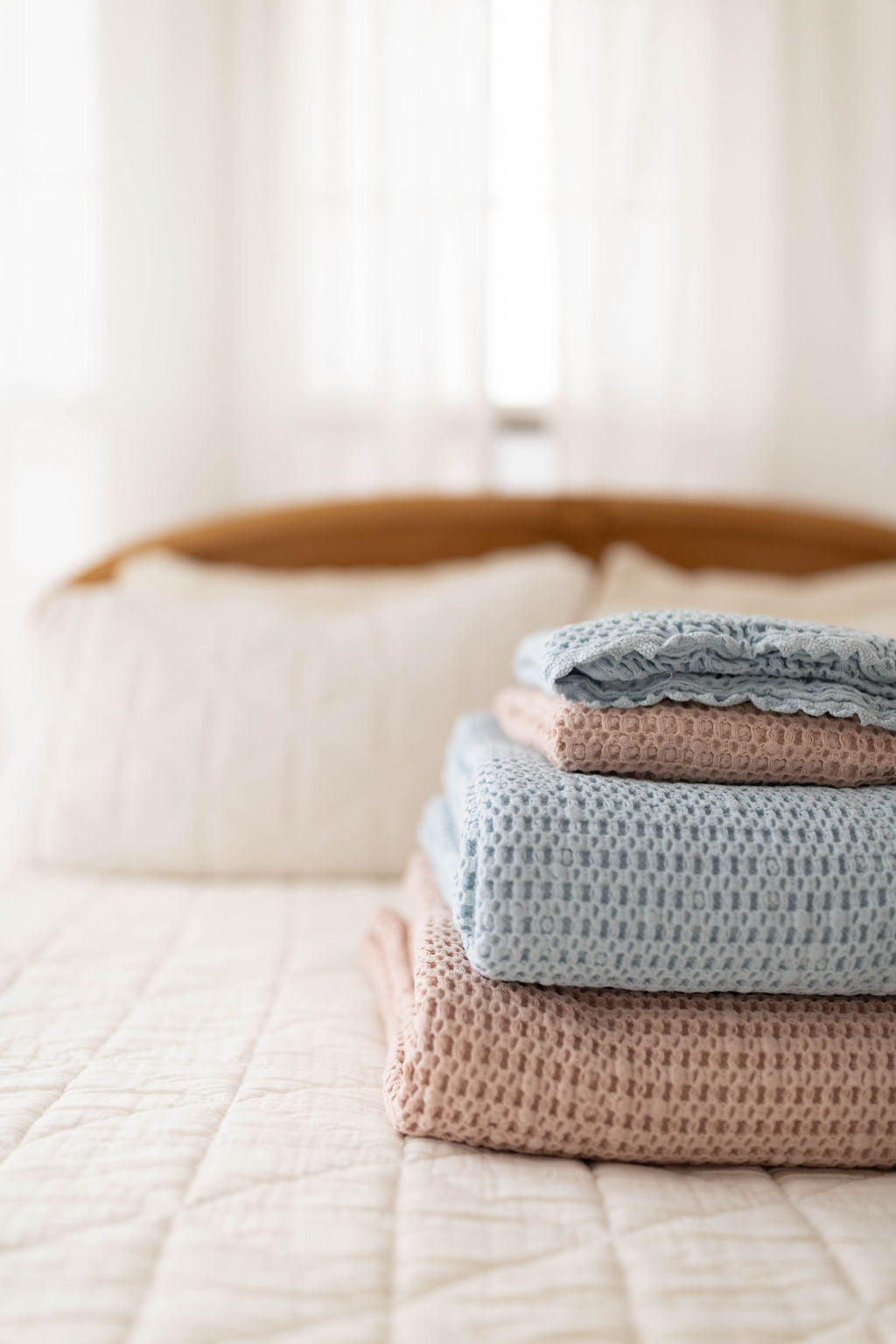 cozy waffle blanket | twin size - petal