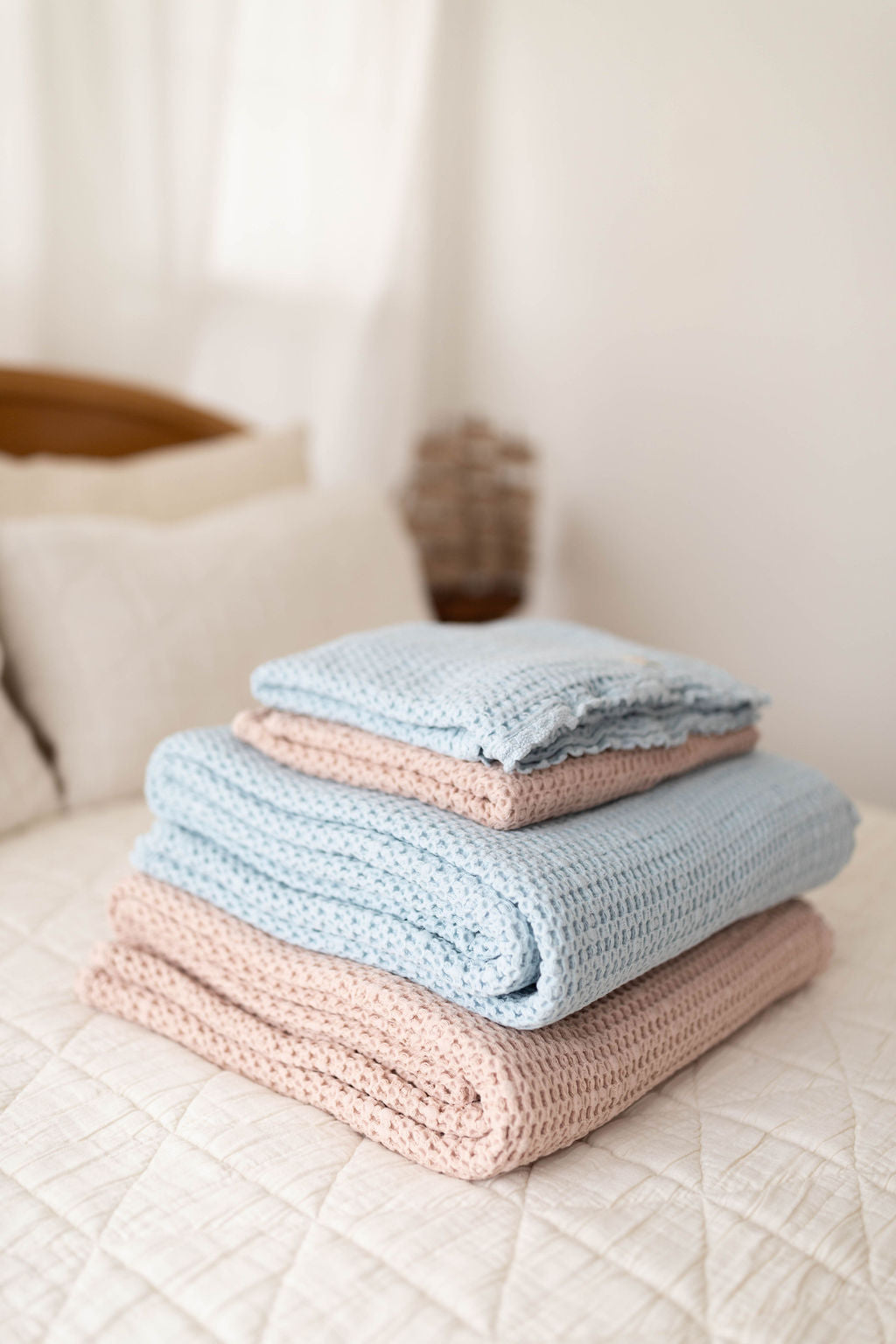cozy waffle blanket | twin size - petal