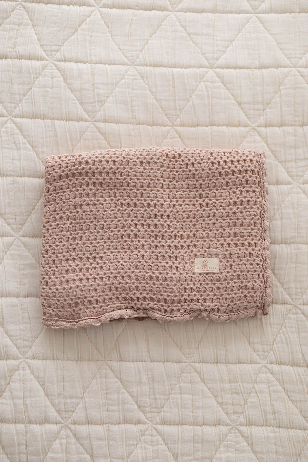 cozy waffle pillowcase - petal