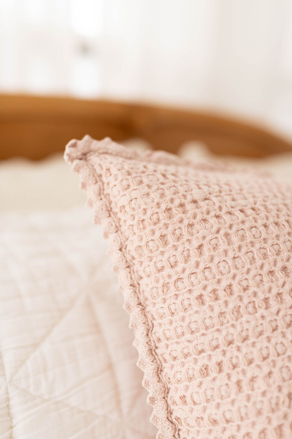 cozy waffle pillowcase - petal