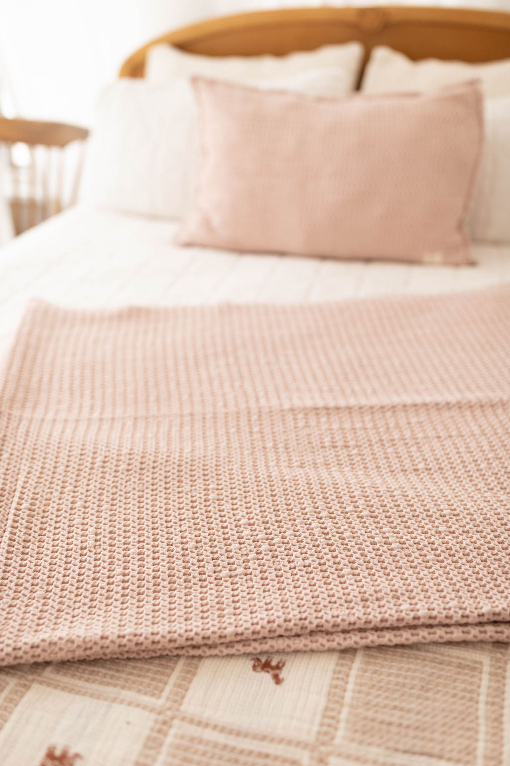 cozy waffle blanket | twin size - petal