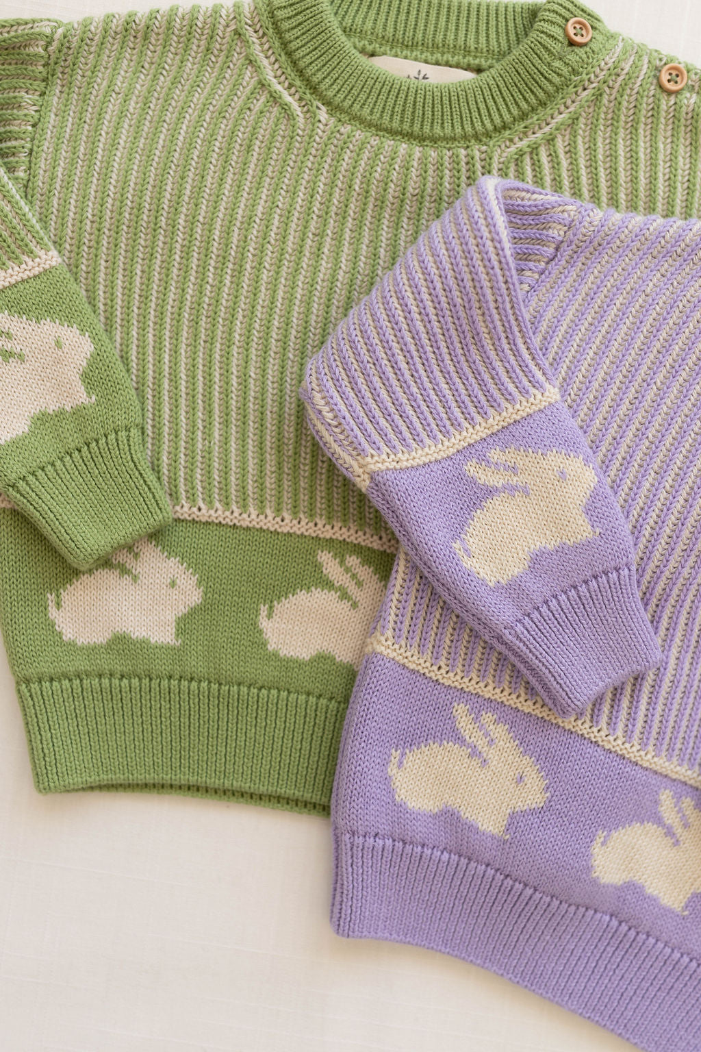 knit sweater - lavender bunny