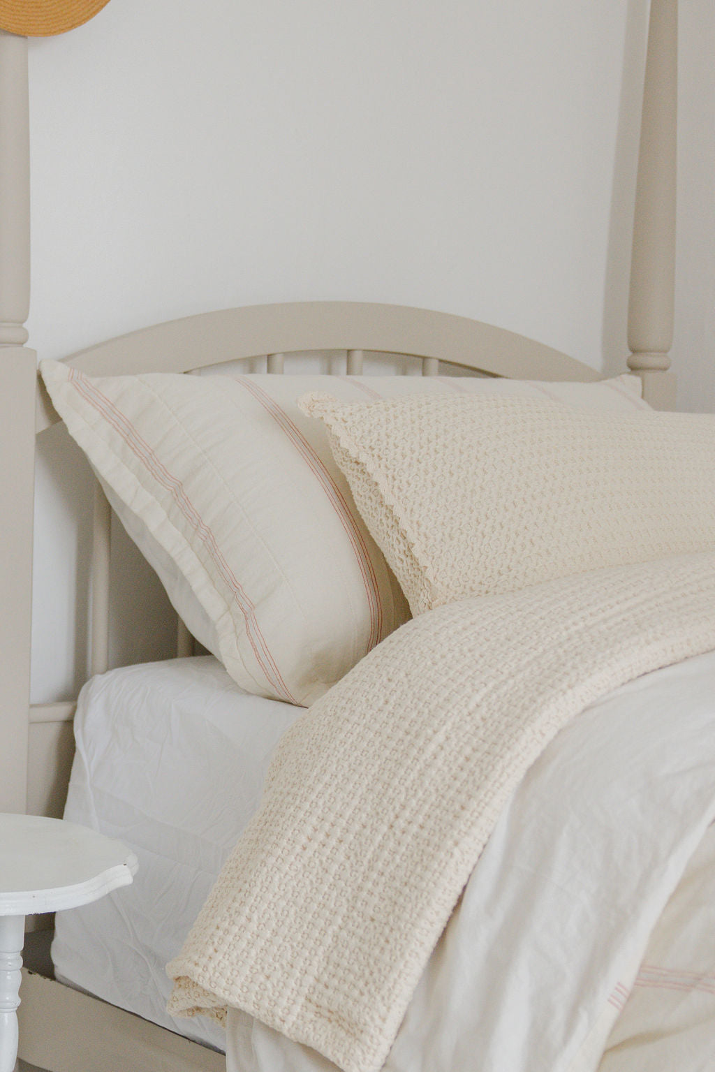 cozy waffle pillowcase - milk