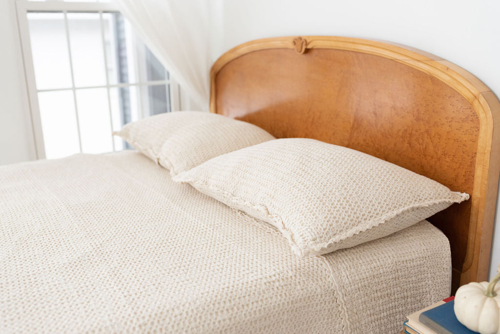 cozy waffle pillowcase - milk