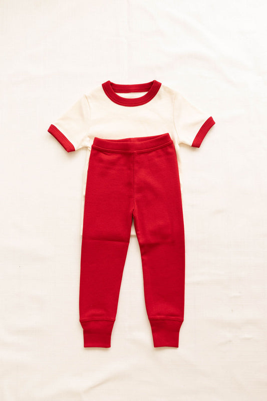 rib home pant | crimson