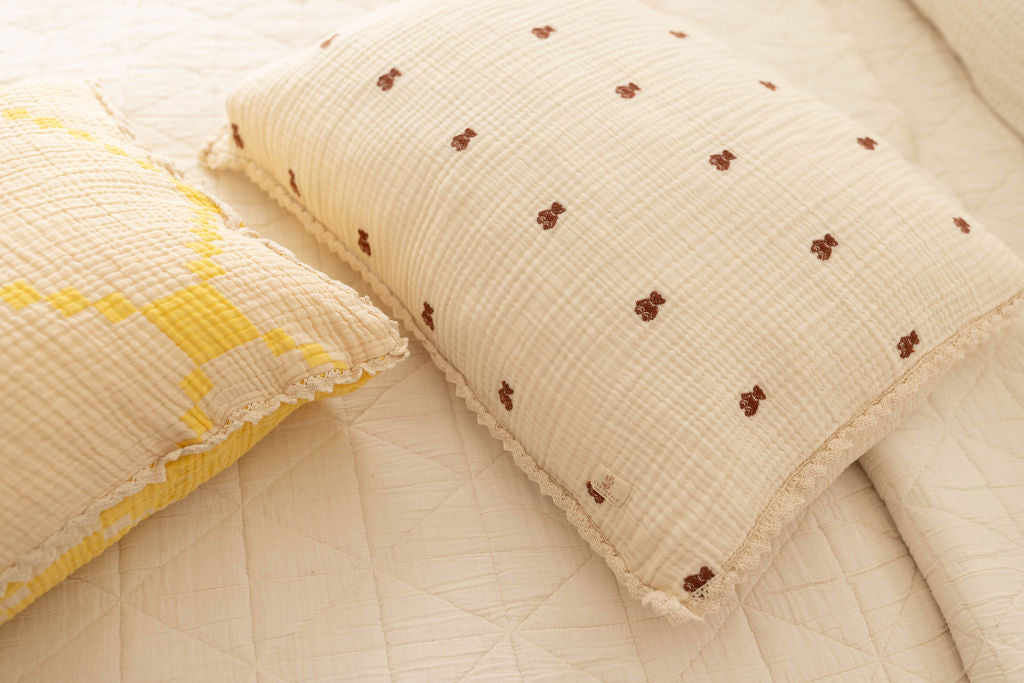 layered gauze pillowcase - teddy
