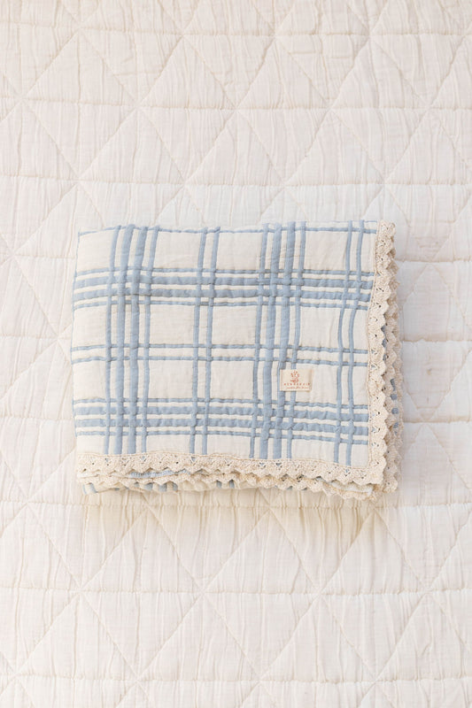 french plaid quilt - powder