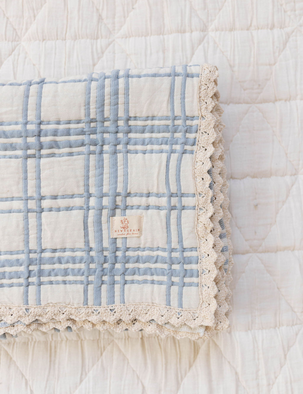 french plaid quilt - powder