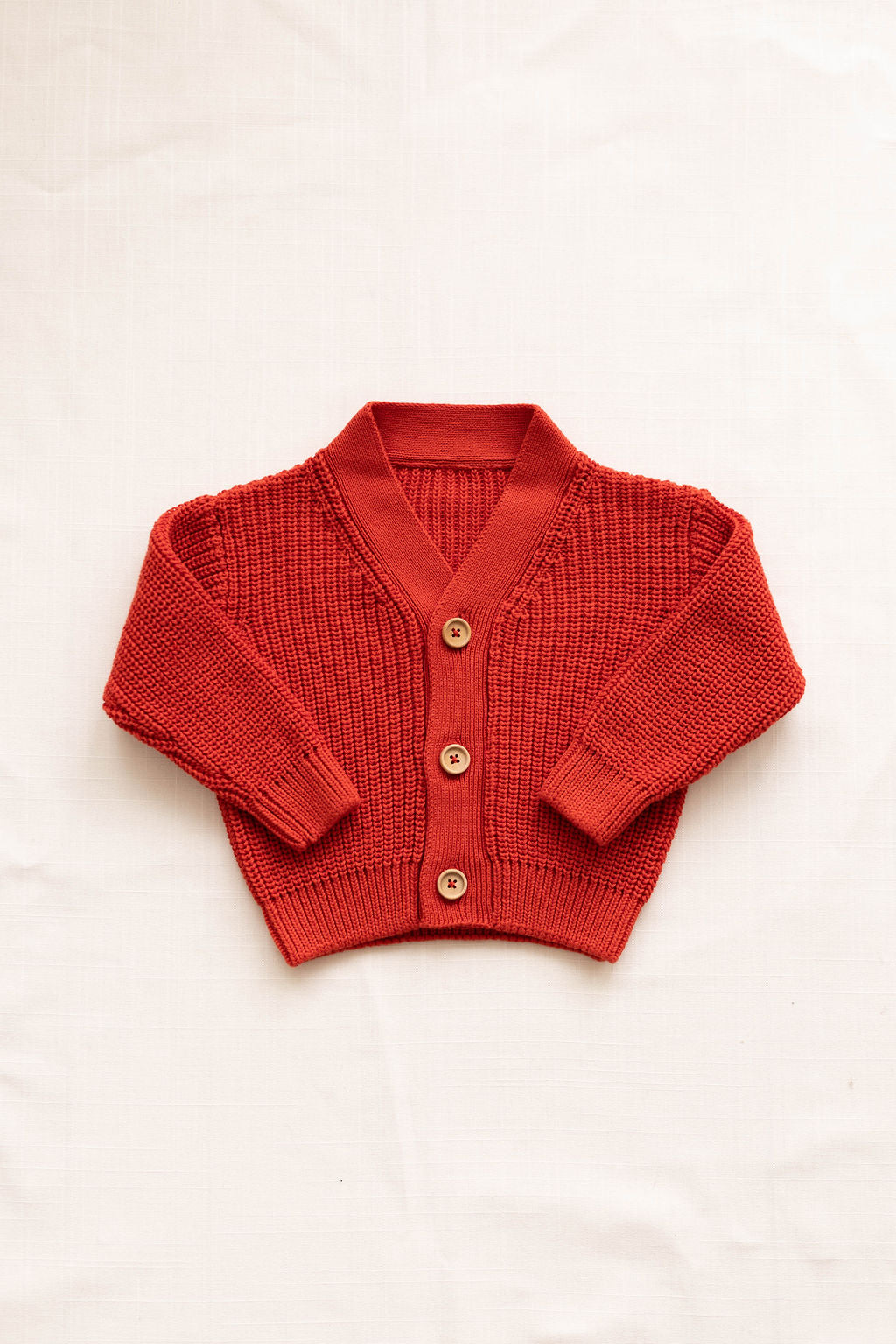 chunky cardigan - brick red