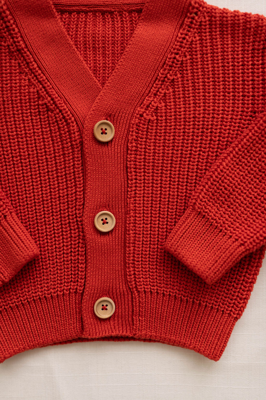 chunky cardigan - brick red