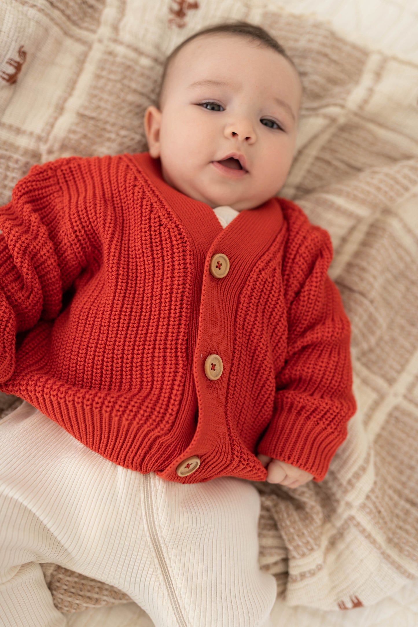 chunky cardigan - brick red