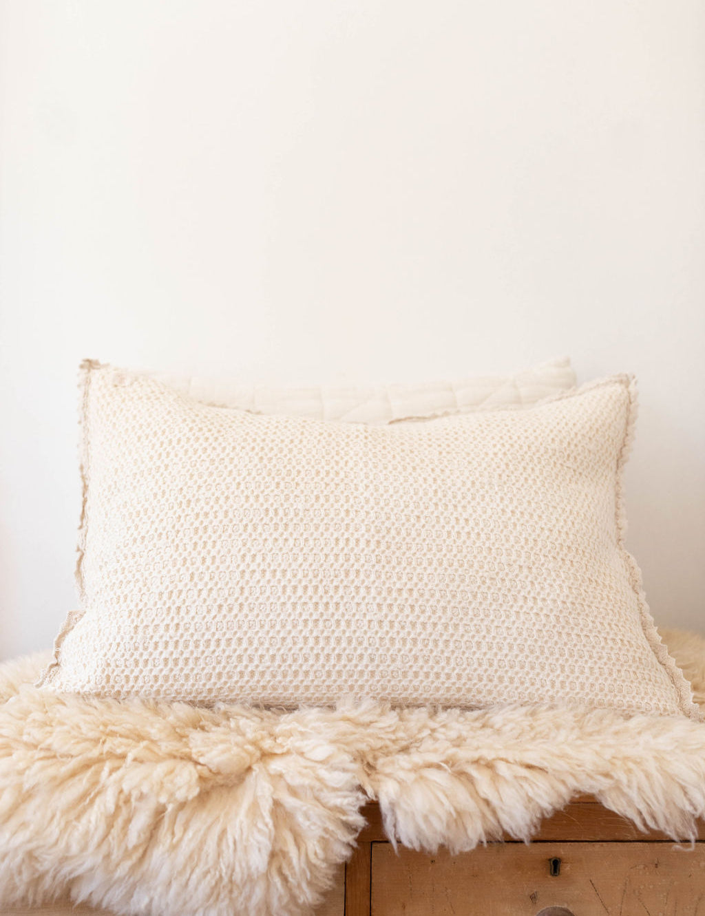 cozy waffle pillowcase - milk