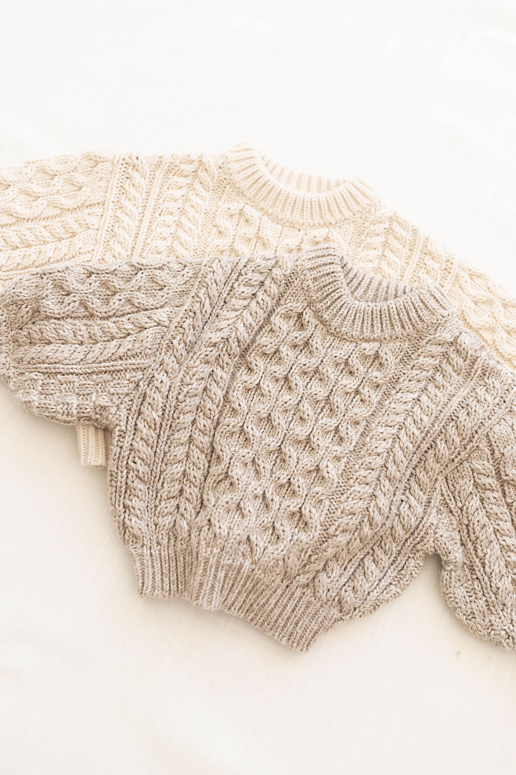 cable knit sweater - heathered toast