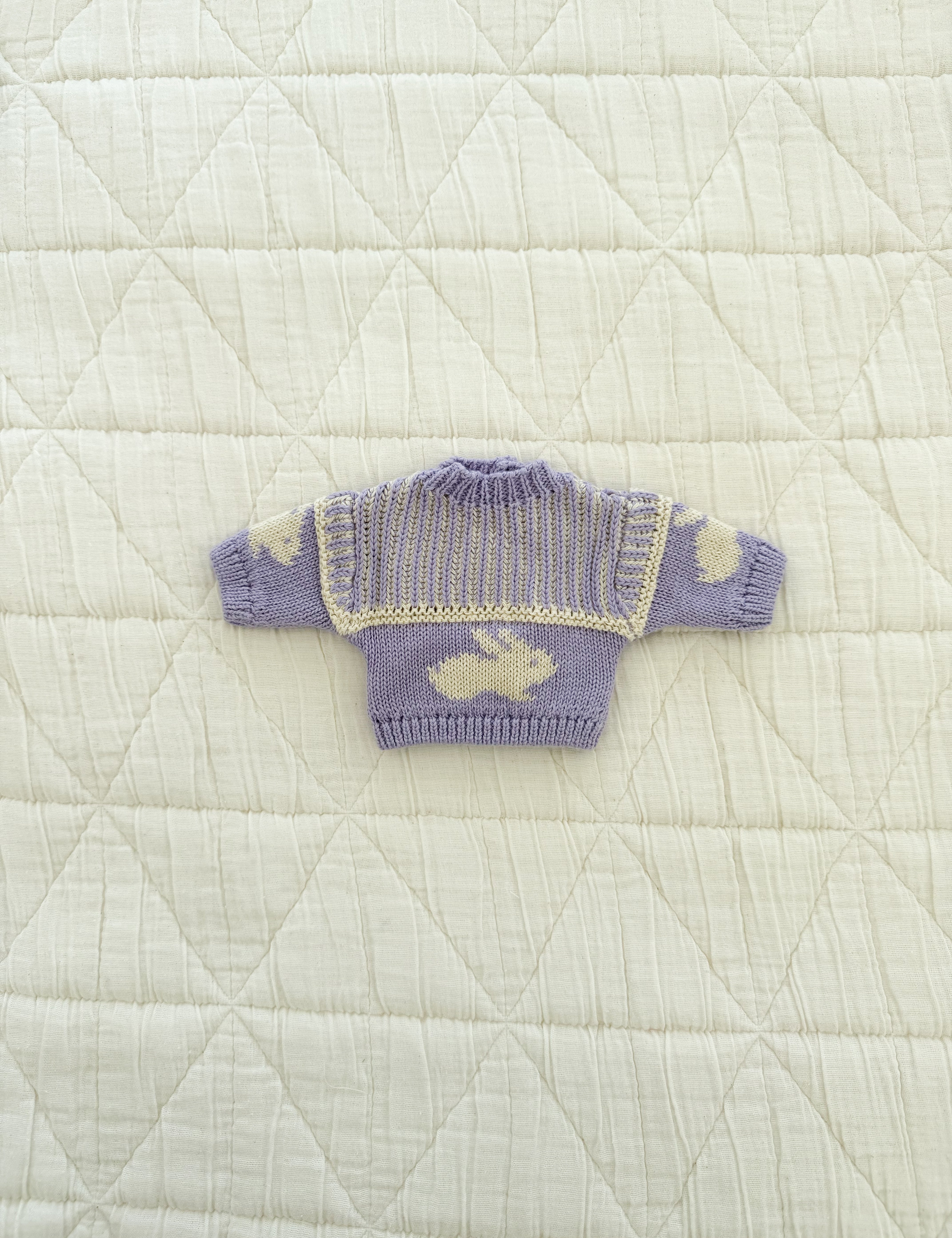 doll knit sweater | lavender bunny