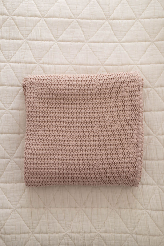 cozy waffle blanket | twin size - petal