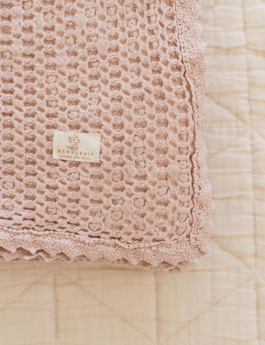 cozy waffle blanket | baby size - petal