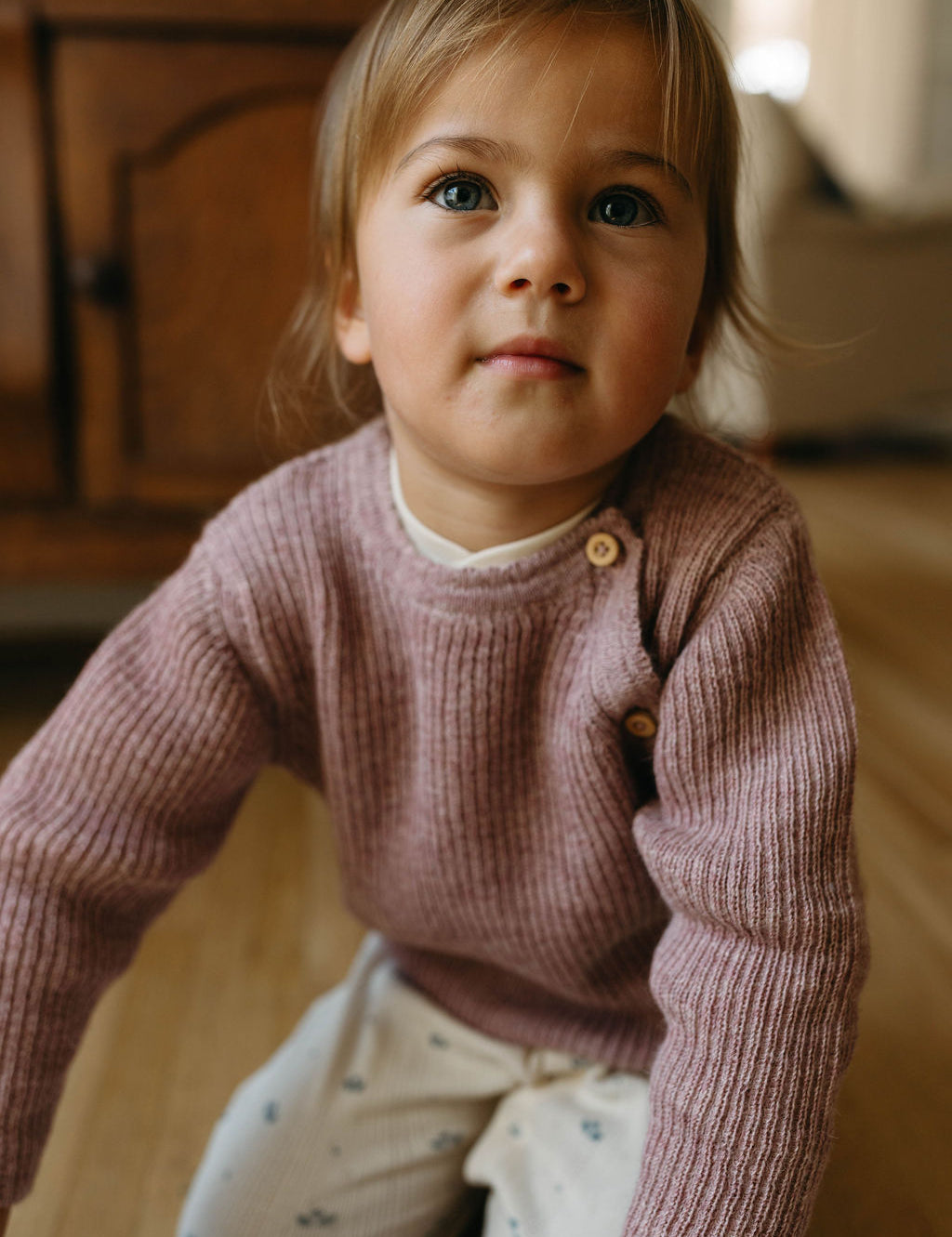 baby alpaca wrap sweater - rose