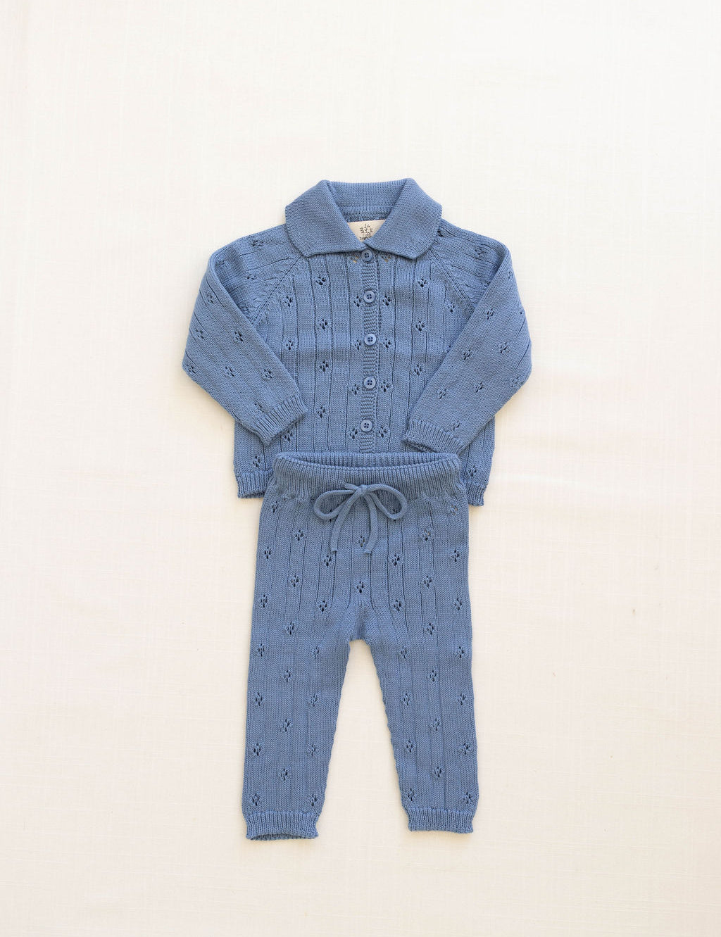 knit pointelle pant - blue jay