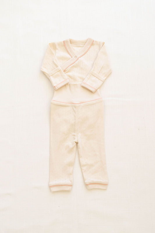 wrap onesie + pant set | pointelle - milk and petal