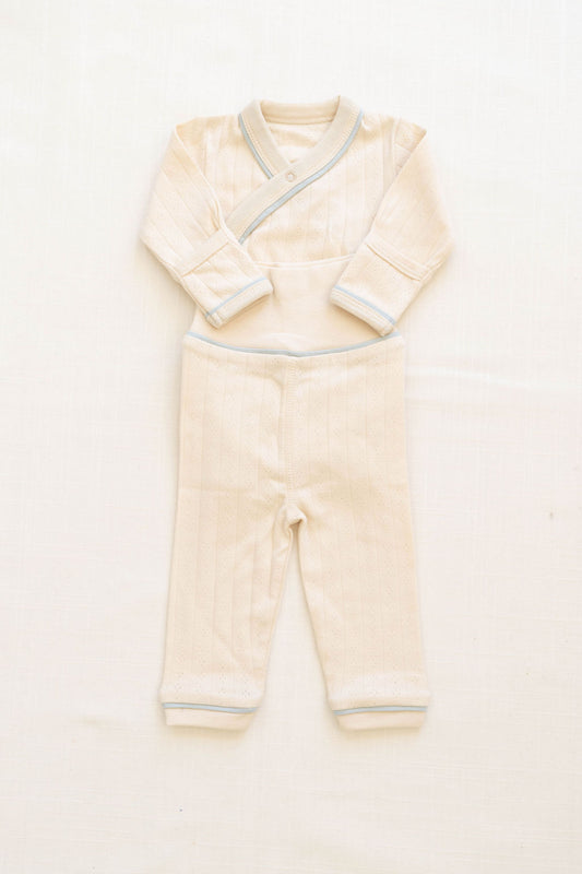 wrap onesie + pant set | pointelle - milk and powder
